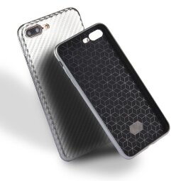 Чехол-накладка Artistic Carbon для iPhone 7 Plus / iPhone 8 Plus (серебряный)