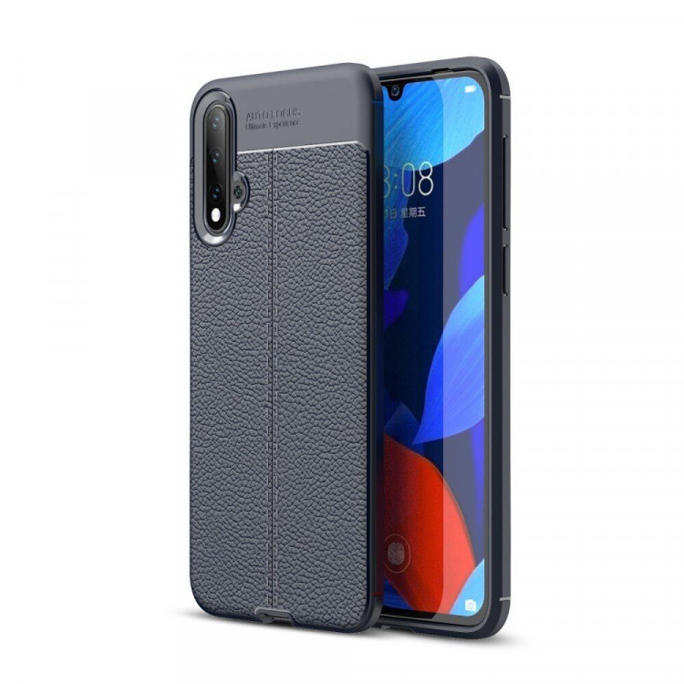 Чехол-накладка Litchi Grain для Huawei nova 5 / nova 5 Pro (темно-синий)