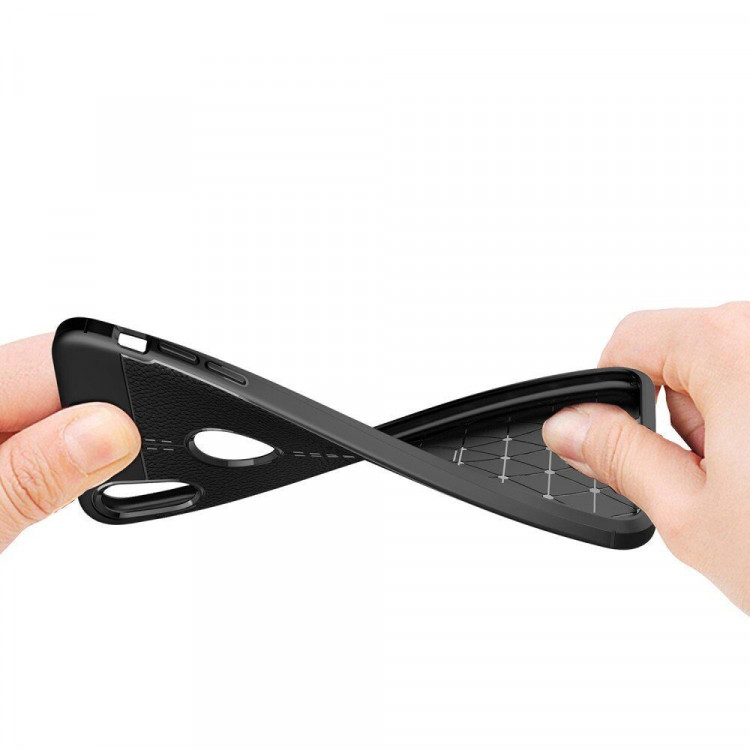 Чехол-накладка Litchi Grain для iPhone XS Max (черный)