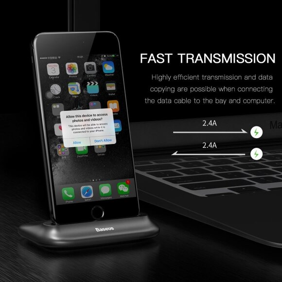 Док-станция Baseus для iPhone  8 / 8 Plus / 7 / 7 Plus / 6 / 6S / 6 Plus / 6S Plus (серебряный)