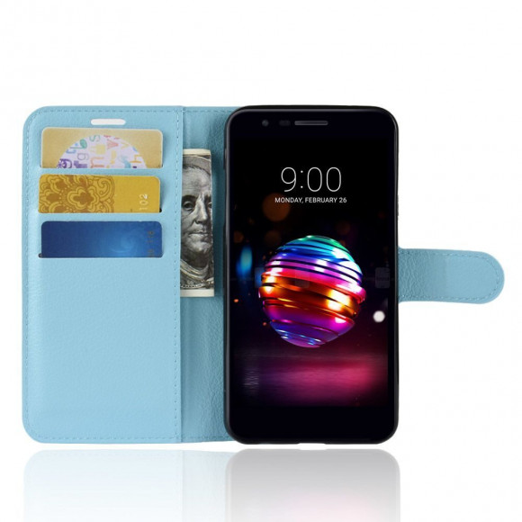 Чехол с визитницей для LG K10 (2018) / LG K30 (голубой) Чехол с визитницей для LG K10 (2018) / LG K30 (голубой)