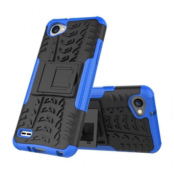 Чехол Hybrid Armor для LG Q6 / LG Q6a / LG Q6+ (черный + голубой) Чехол Hybrid Armor для LG Q6 / LG Q6a / LG Q6+ (черный + голубой)