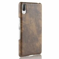 Кожаная накладка-чехол Litchi Texture для Sony Xperia L3 (коричневый)