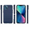 Чехол-накладка Carbon Fibre для iPhone 14 (темно-синий)