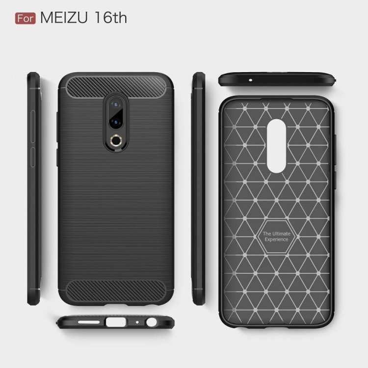 Чехол-накладка Carbon Fibre для Meizu 16th (M882H) (черный)