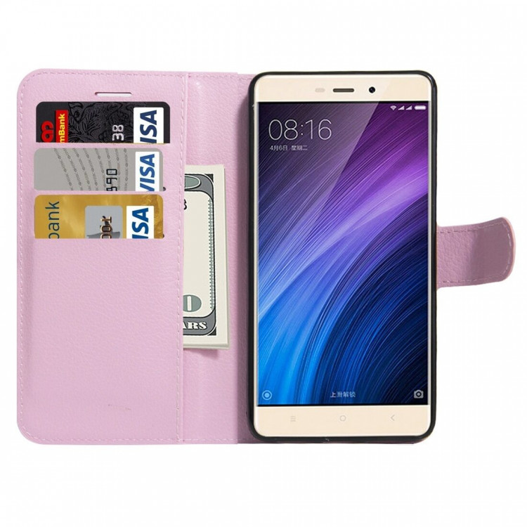 Чехол с визитницей для Xiaomi Redmi 4 / 4 Pro / 4 Prime (розовый)