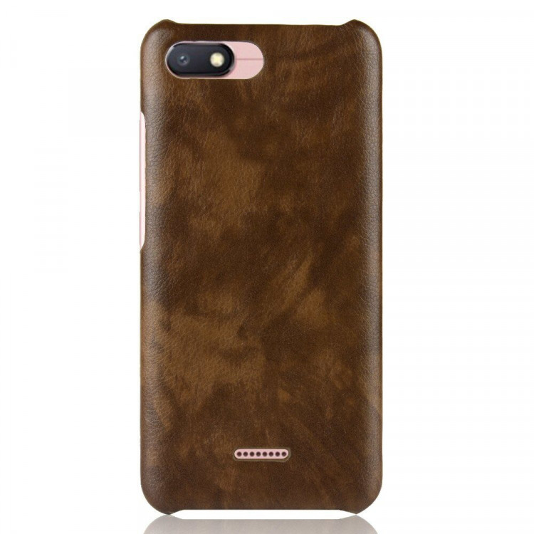 Чехол Litchi Texture для Xiaomi Redmi 6A (коричневый)