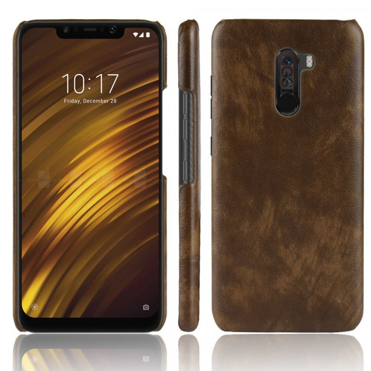 Чехол Litchi Texture для Xiaomi Pocophone F1 / Poco F1 (коричневый)