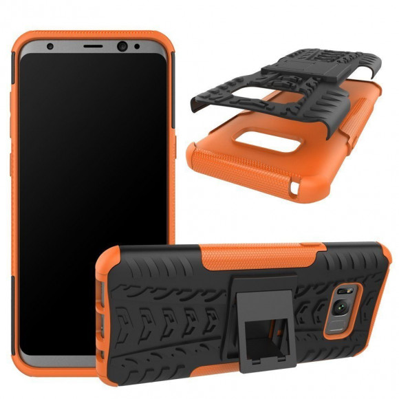 Чехол Hybrid Armor для Samsung Galaxy S8+ (черный + оранжевый)