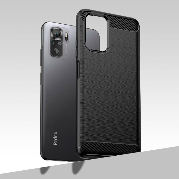 Чехол-накладка Carbon Fibre для Xiaomi Redmi Note 10 / Redmi Note 10S / Poco M5S (черный)