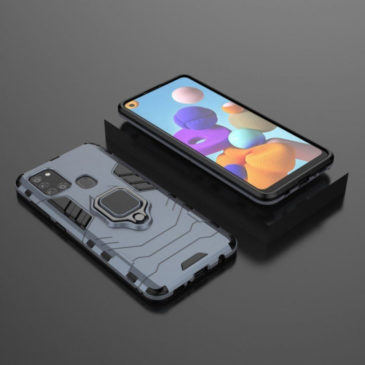 Чехол Armor Ring Holder для Samsung Galaxy A21s (темно-синий)