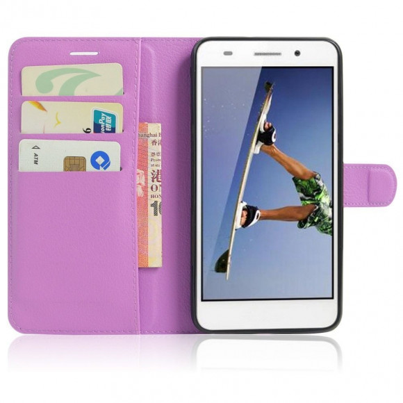 Чехол с визитницей для Huawei Y6 II (фиолетовый) Чехол с визитницей для Huawei Y6 II (фиолетовый)