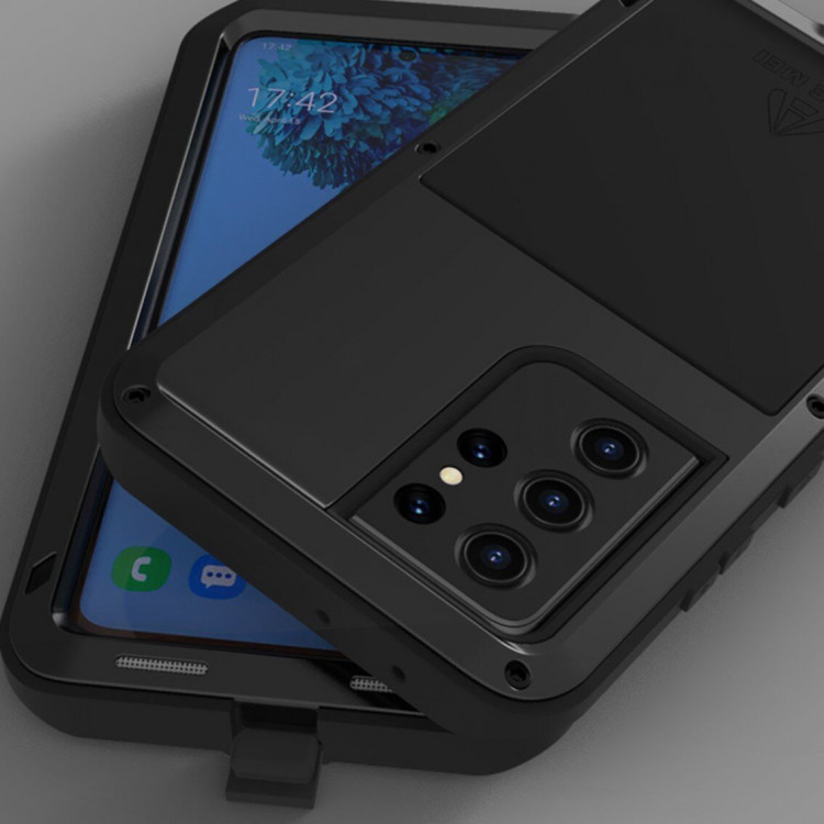 Гибридный чехол LOVE MEI для Samsung Galaxy S21 Ultra (белый)