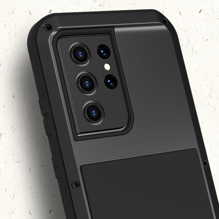 Гибридный чехол LOVE MEI для Samsung Galaxy S21 Ultra (белый)