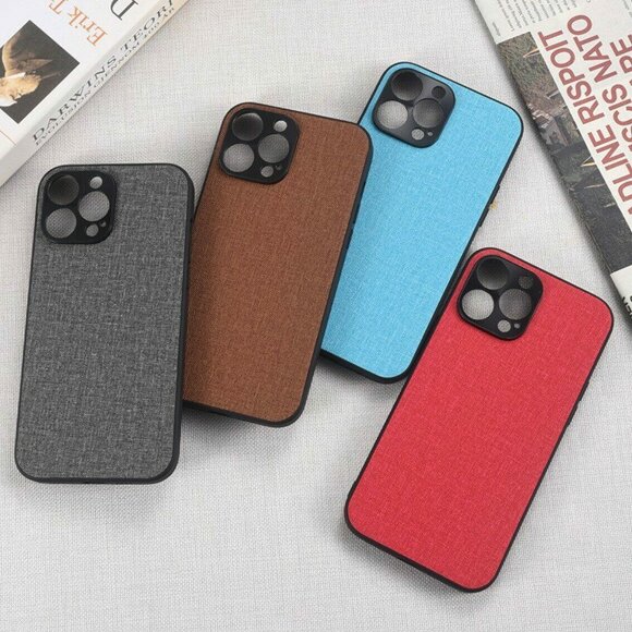 Чехол с тканевой текстурой для iPhone 13 Pro Max (розовый)