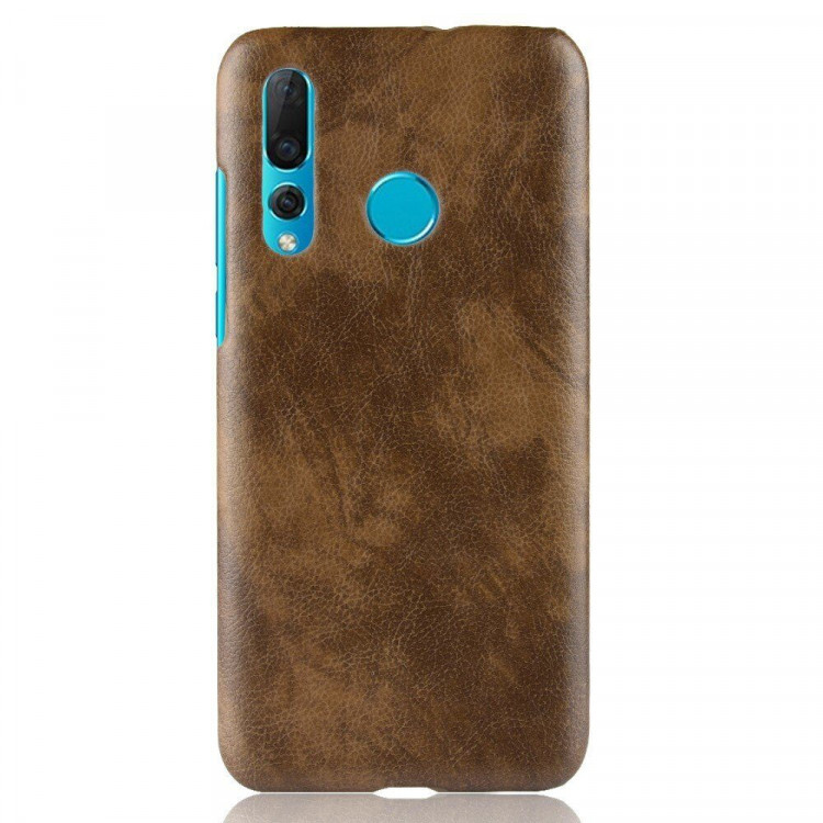 Кожаная накладка-чехол Litchi Texture для Huawei nova 4 (коричневый)