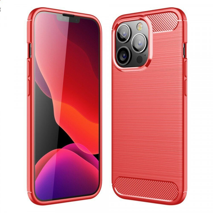 Чехол-накладка Carbon Fibre для iPhone 13 Pro (красный)