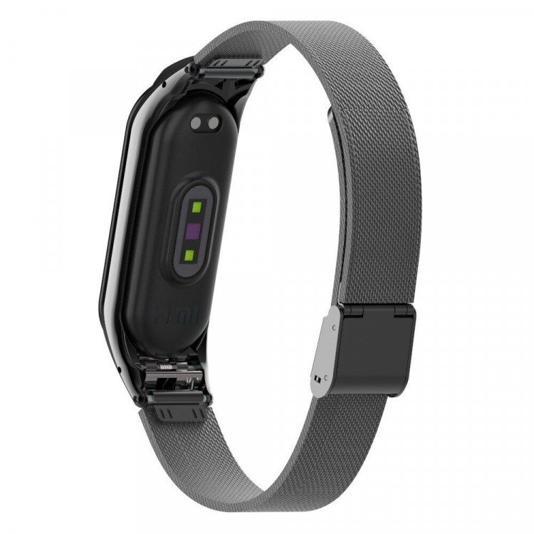 Сетчатый браслет с застежкой для Xiaomi Mi Band 4 (черный)