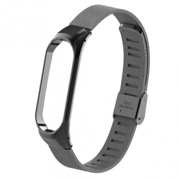 Сетчатый браслет с застежкой для Xiaomi Mi Band 4 (черный)
