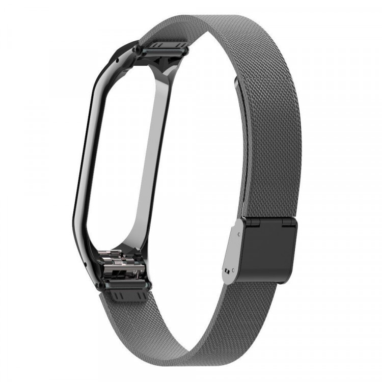 Сетчатый браслет с застежкой для Xiaomi Mi Band 4 (черный)