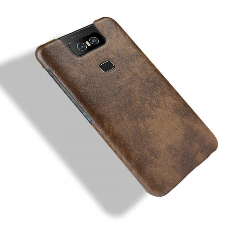 Кожаная накладка-чехол для Asus Zenfone 6 ZS630KL (коричневый)