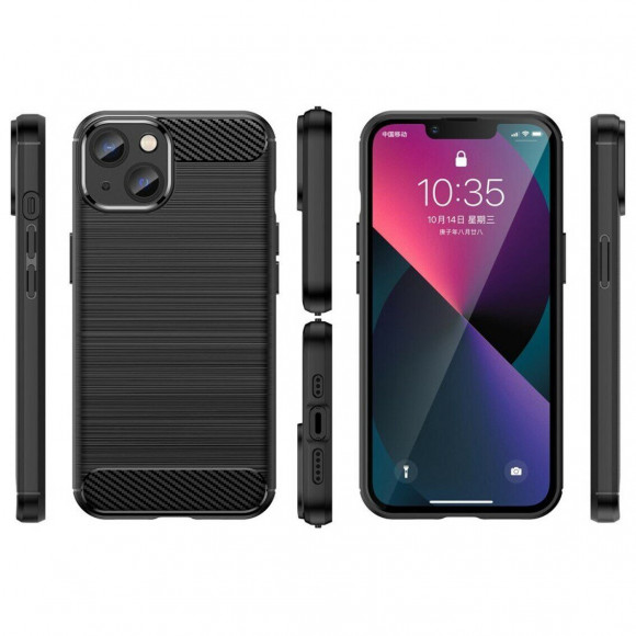 Чехол-накладка Carbon Fibre для iPhone 14 (черный) Чехол-накладка Carbon Fibre для iPhone 14 (черный)