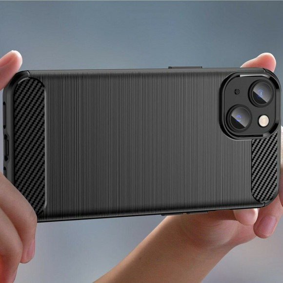 Чехол-накладка Carbon Fibre для iPhone 14 (черный) Чехол-накладка Carbon Fibre для iPhone 14 (черный)