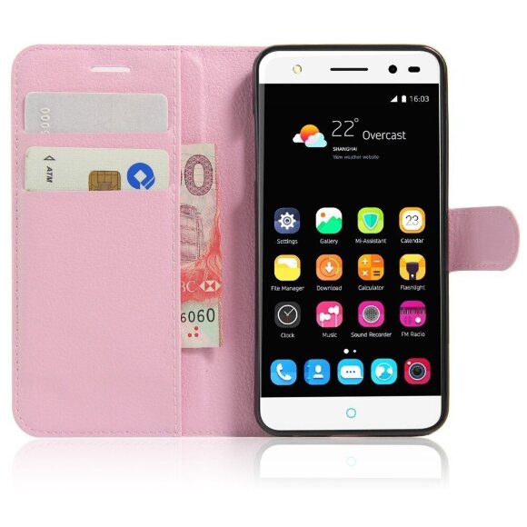 Чехол с визитницей для ZTE Blade V7 Lite (розовый)