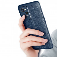 Чехол-накладка Litchi Grain для Realme GT2 Pro (темно-синий)