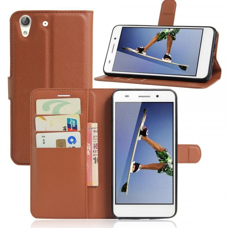 Чехол с визитницей для Huawei Y6 II (коричневый)