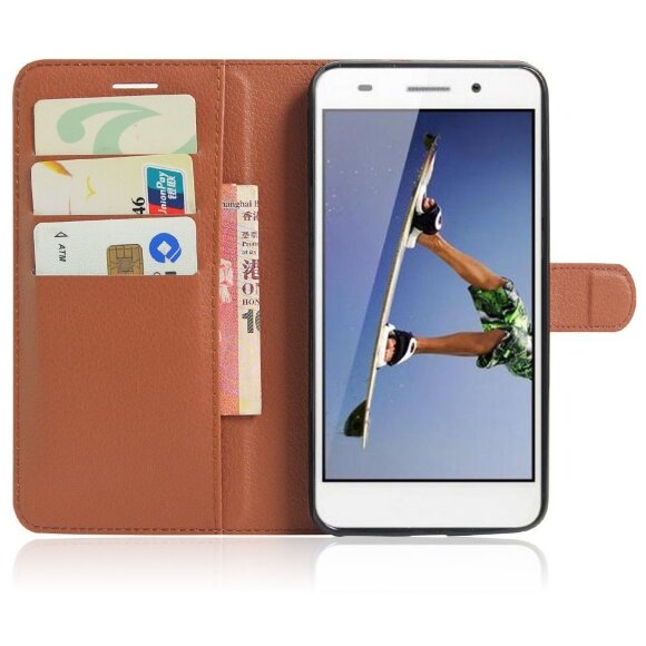 Чехол с визитницей для Huawei Y6 II (коричневый) Чехол с визитницей для Huawei Y6 II (коричневый)
