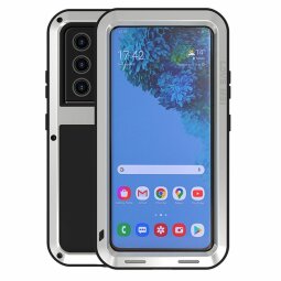 Гибридный чехол LOVE MEI для Samsung Galaxy S21 Ultra (серебряный)
