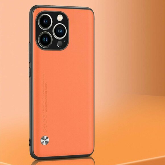 Чехол из искусственной кожи для iPhone 13 Pro Max (оранжевый)