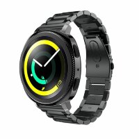 Стальной браслет Solid Stainless для Samsung Gear Sport / Gear S2 Classic / Galaxy Watch 42мм / Watch Active / Watch 3 (41мм) / Watch4 (черный)