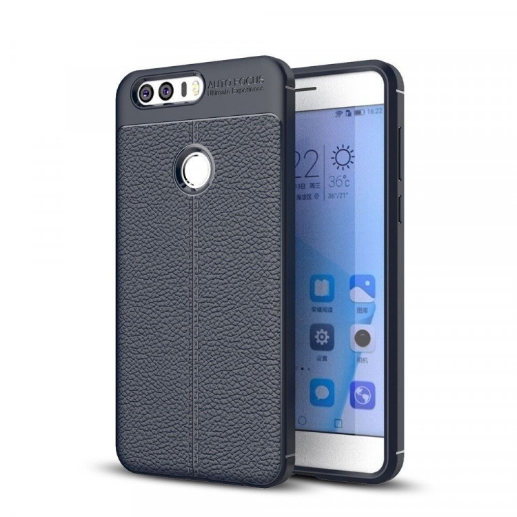 Чехол-накладка Litchi Grain для Huawei Honor 8 (темно-синий)