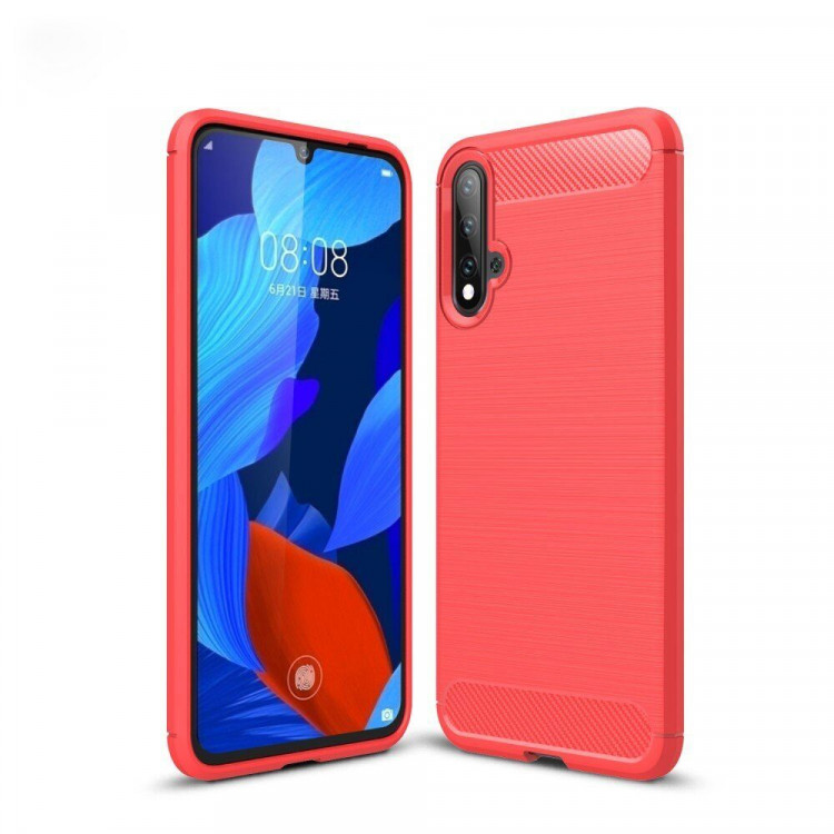 Чехол-накладка Carbon Fibre для Huawei Nova 5 / Nova 5 Pro (красный)