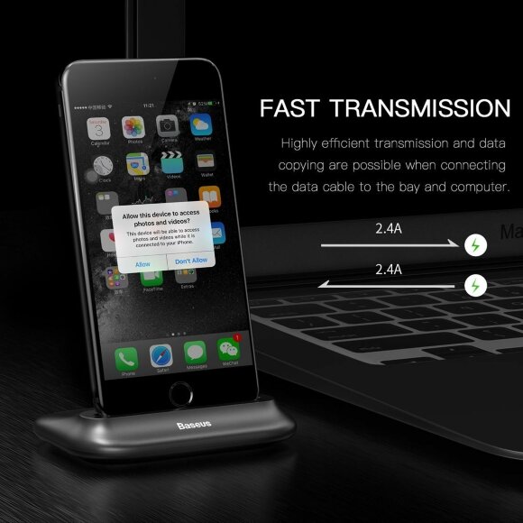 Док-станция Baseus для iPhone 8 / 8 Plus / 7 / 7 Plus / 6 / 6S / 6 Plus / 6S Plus (черный)