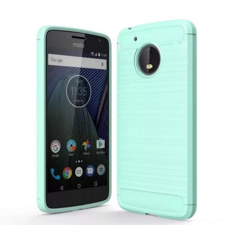 Чехол-накладка Carbon Fibre для Motorola Moto G5 (сине-зеленый)