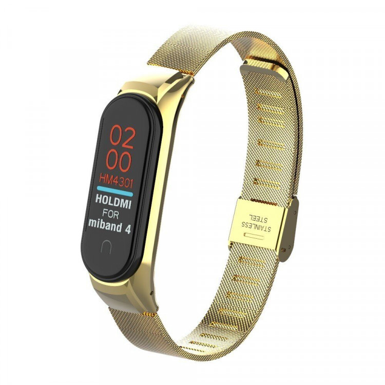 Сетчатый браслет с застежкой для Xiaomi Mi Band 4 (золотой)