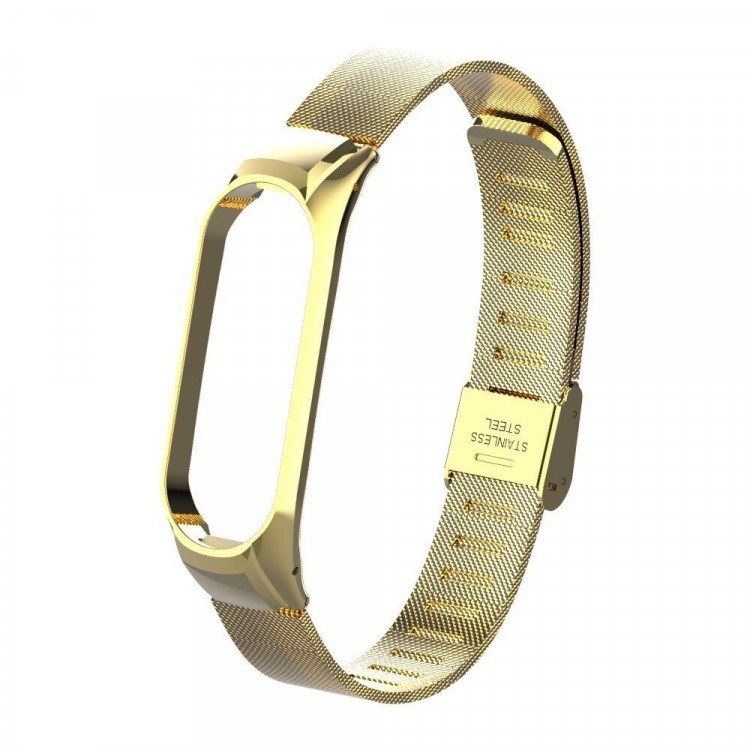 Сетчатый браслет с застежкой для Xiaomi Mi Band 4 (золотой)