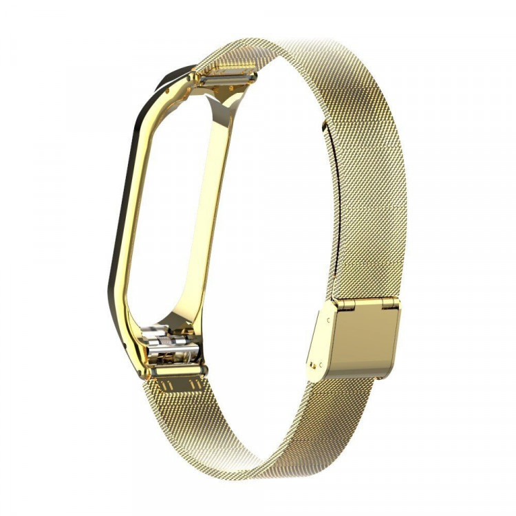 Сетчатый браслет с застежкой для Xiaomi Mi Band 4 (золотой)