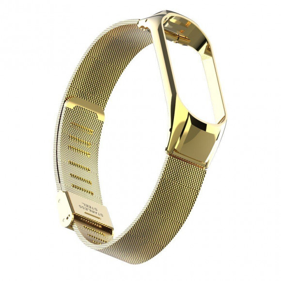 Сетчатый браслет с застежкой для Xiaomi Mi Band 4 (золотой)