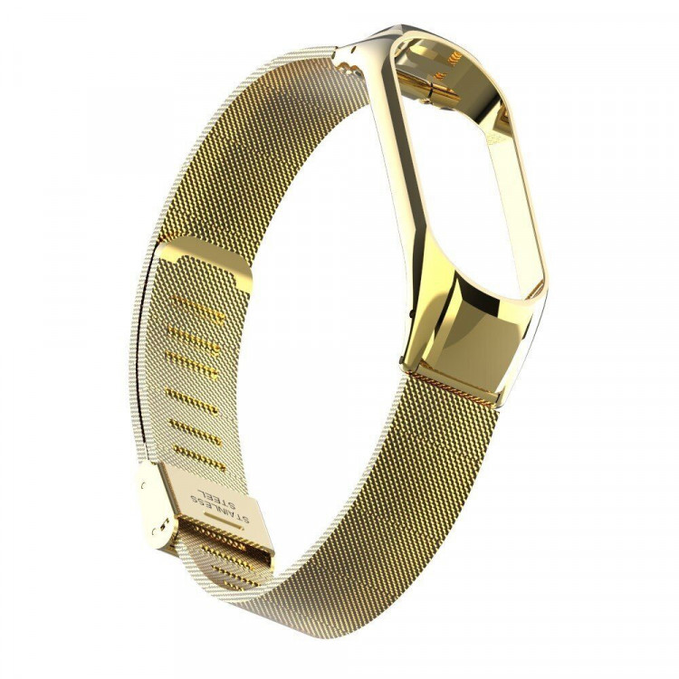 Сетчатый браслет с застежкой для Xiaomi Mi Band 4 (золотой)