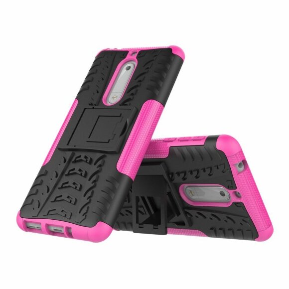 Чехол Hybrid Armor для Nokia 5 (черный + розовый)