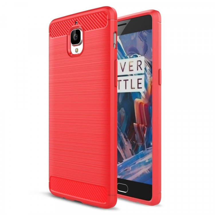 Чехол-накладка Carbon Fibre для OnePlus 3 / OnePlus 3T (красный)