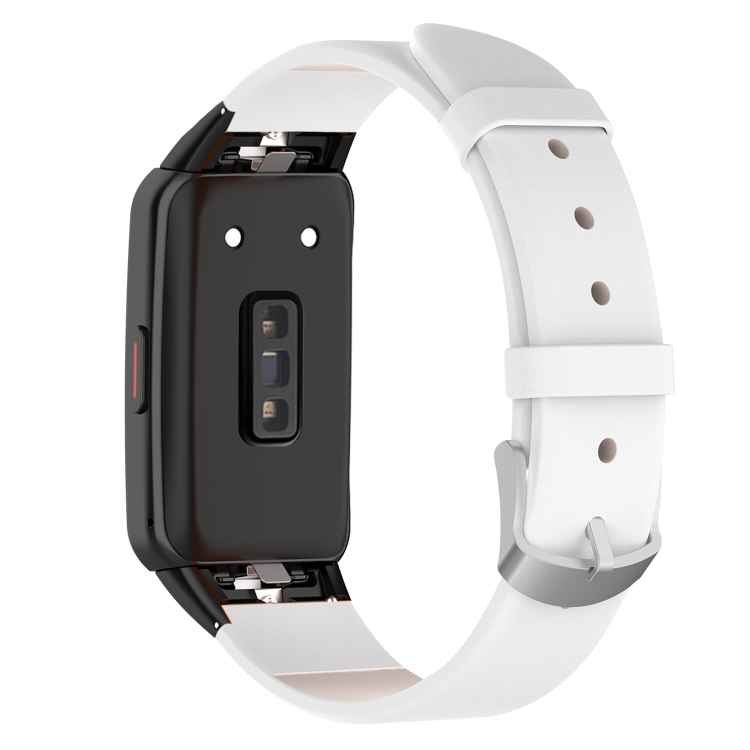 Кожаный ремешок для Huawei Band 6 / Honor Band 6 (белый)