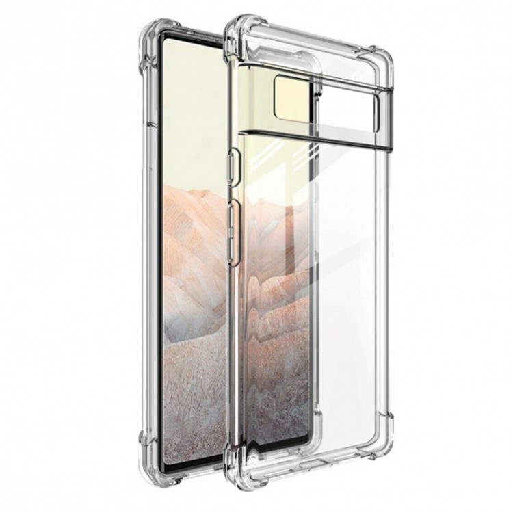 Силиконовый чехол с усиленными бортиками для Google Pixel 6 Pro (прозрачный)