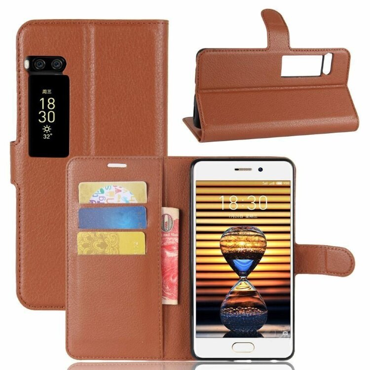 Чехол с визитницей для Meizu Pro 7 (коричневый)