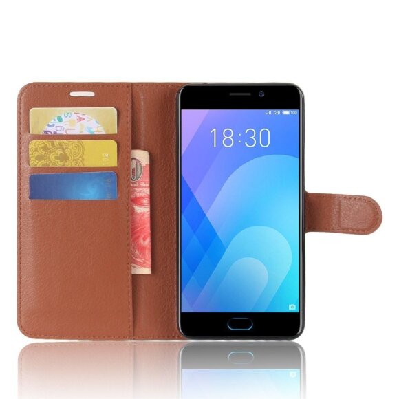 Чехол с визитницей для Meizu M6 Note (коричневый)