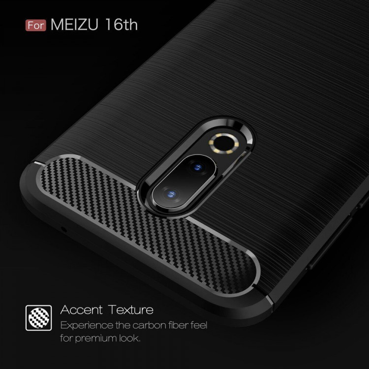 Чехол-накладка Carbon Fibre для Meizu 16th (M882H) (красный)
